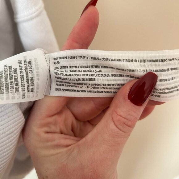 Hollister White Cropped Long Sleeve Floral Pink Pullover Hoodie Size Small - Picture 5 of 7